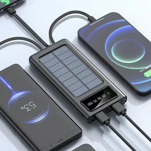 Solar Power Bank 20000CmAh, Fast Charging Built in Cable